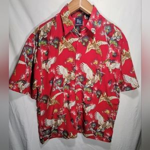 Vintage Ringo Sport large microfiber Hawaiian style shirt with hawks maybe?